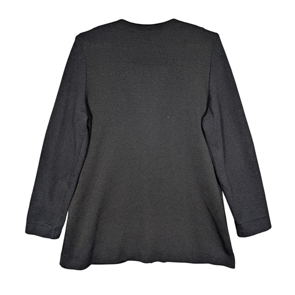 XL Vtg Leslie Fay Collections Black Knit Cardigan Longline Sweater Gold Crest - Picture 2 of 8